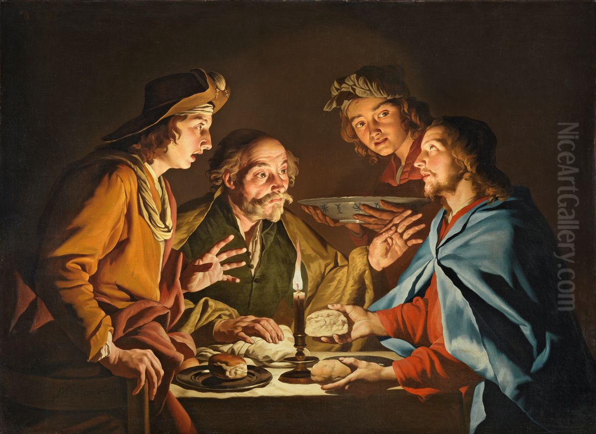 La Cena de Emaus Oil Painting by Matthias Stom