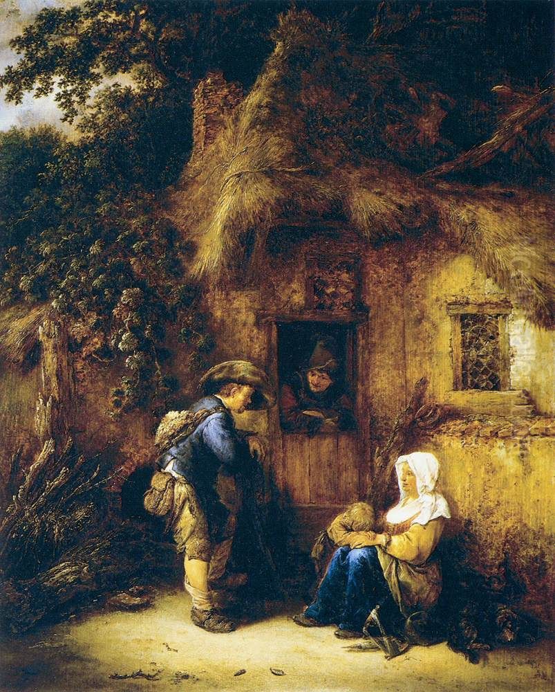 Traveller at a Cottage Door Oil Painting by Isaac Van Ostade