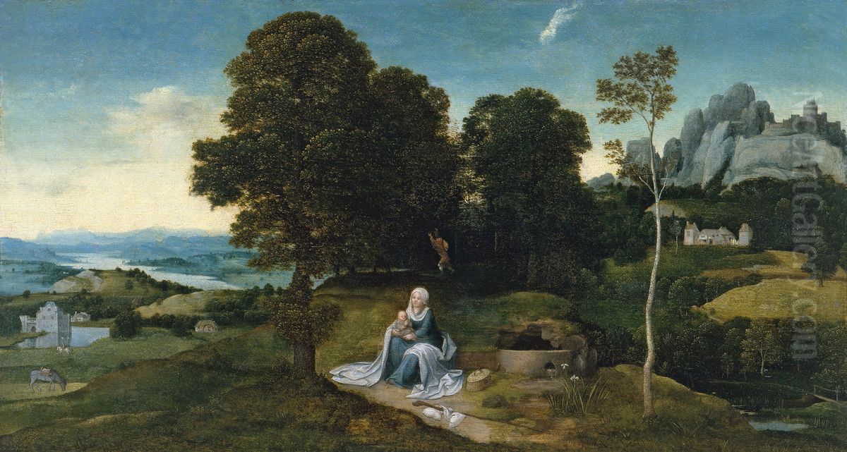 Landscape with the Rest on the Flight into Egypt Oil Painting by Joachim Patinir