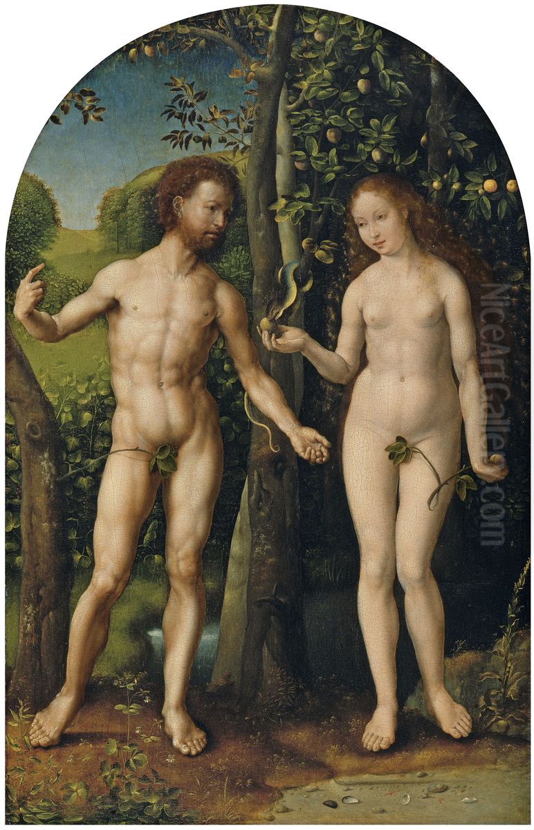 Adam and Eve Oil Painting by Jan Gossaert