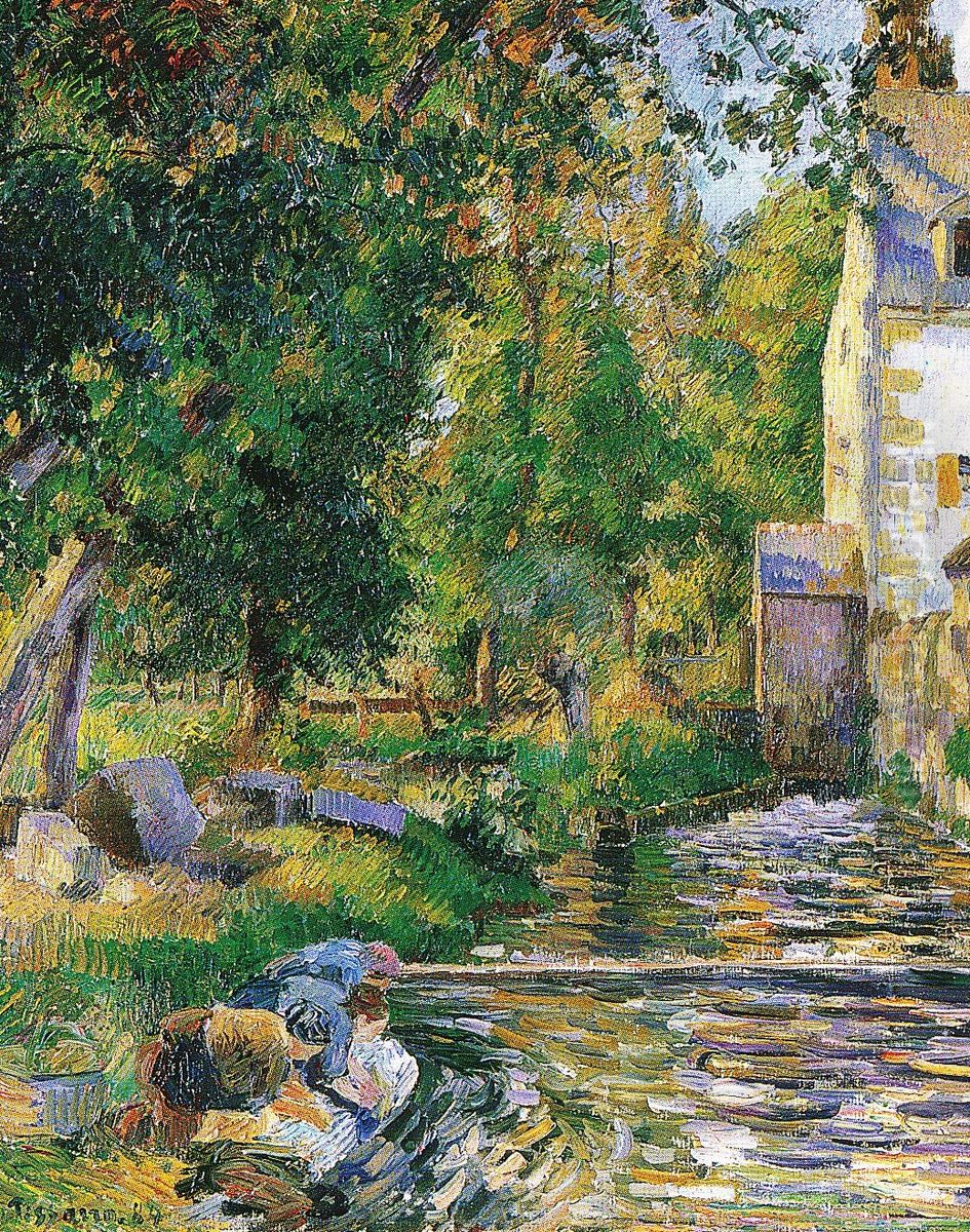 The Wash-House and the Petit-Moulin at Osny Oil Painting by Camille Pissarro
