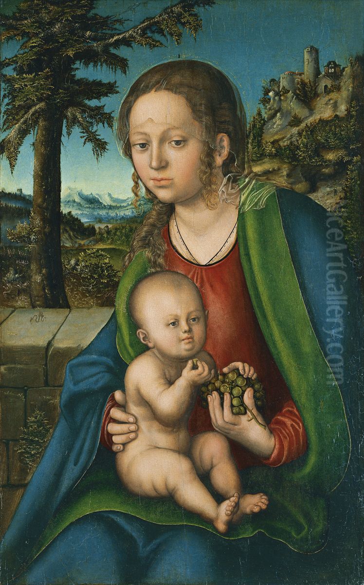 The Virgin and Child with a Bunch of Grapes Oil Painting by Lucas Cranach the Elder