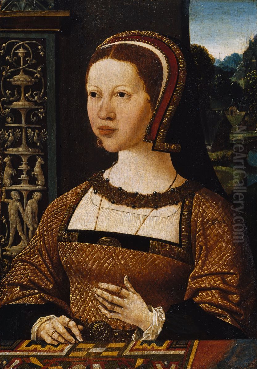 Portrait of a Woman possibly Elizabeth of Denmark Oil Painting by Jacob Cornelisz Van Oostsanen
