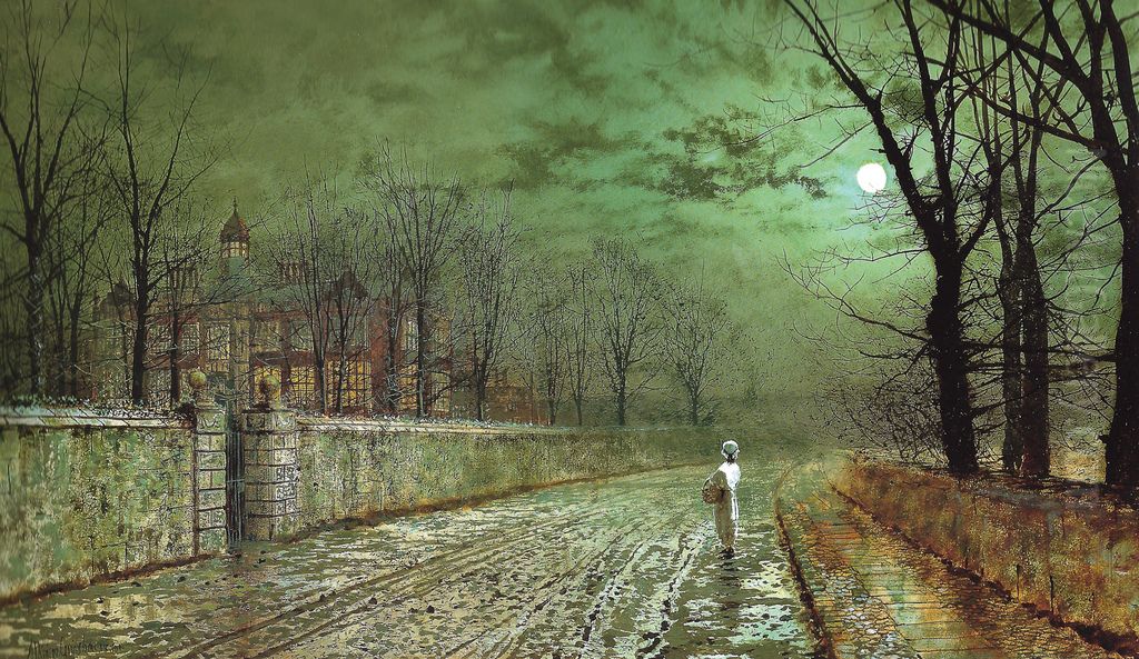 A Moonlit Evening Oil Painting by John Atkinson Grimshaw