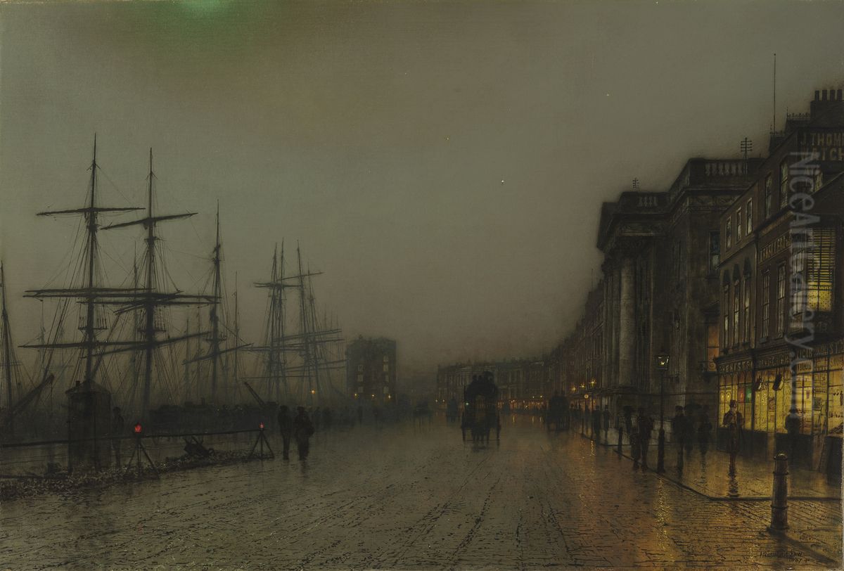 Canny Glasgow Oil Painting by John Atkinson Grimshaw