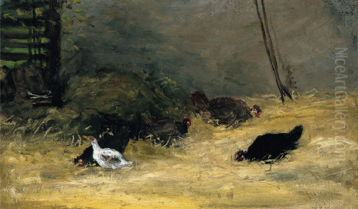 In the Henhouse Oil Painting by Paul Gauguin