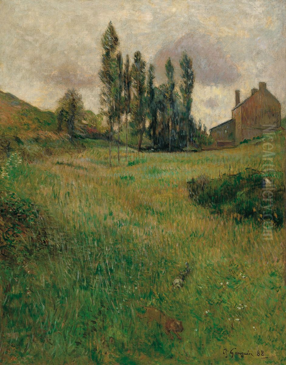 Dogs Running in a Meadow Oil Painting by Paul Gauguin