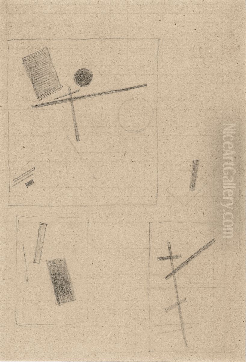 Suprematist Drawings Oil Painting by Kasimir Sevrinovitch Malevich