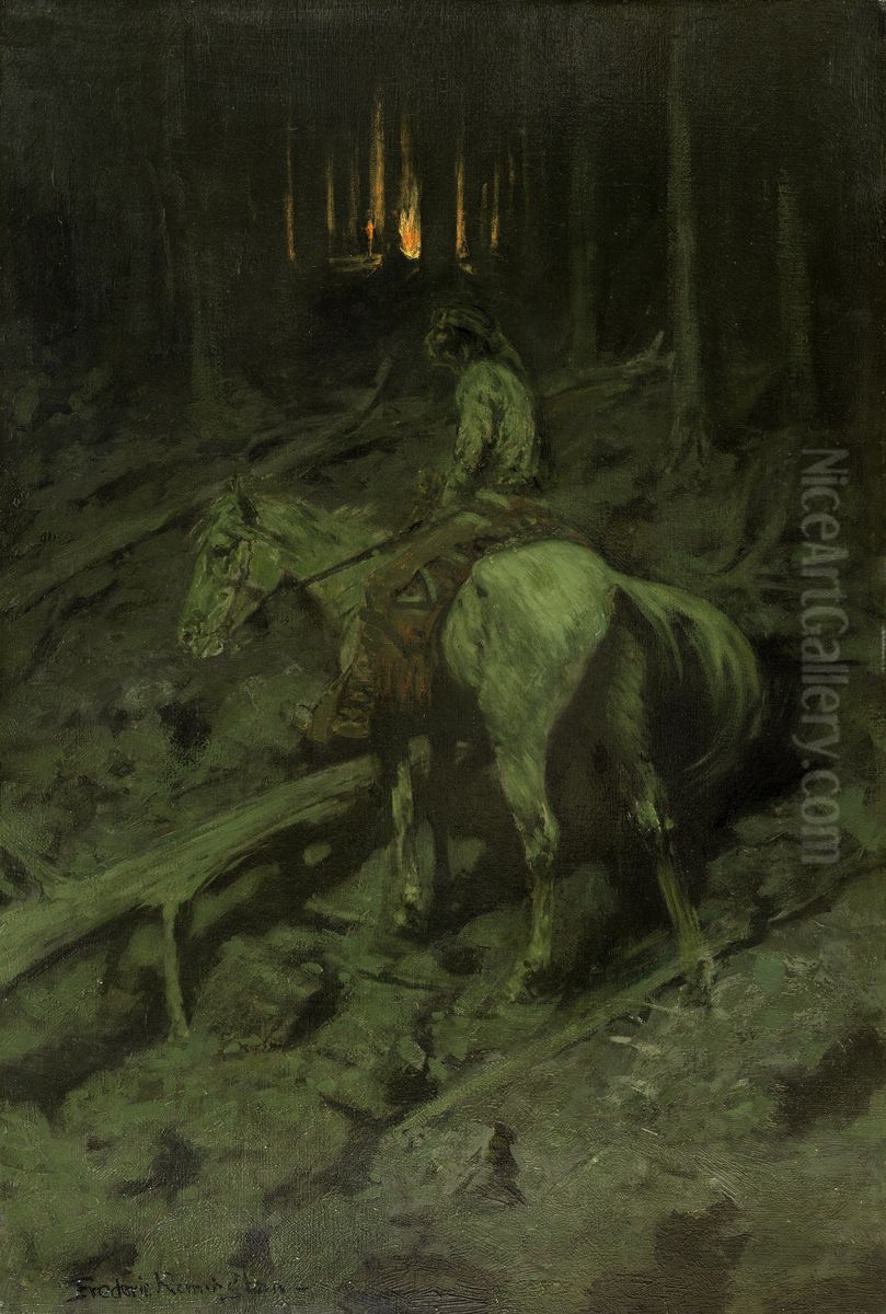 Senal de fuego apache Oil Painting by Frederic Remington