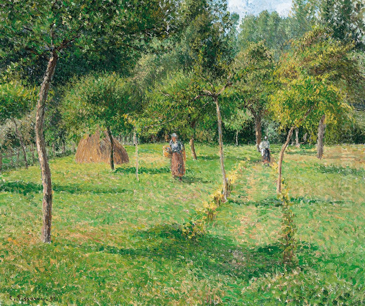 The Orchard at Eragny Oil Painting by Camille Pissarro