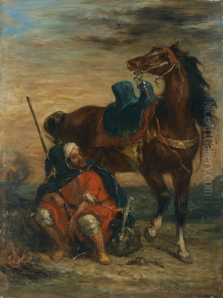 Arab Rider Oil Painting by Eugene Delacroix