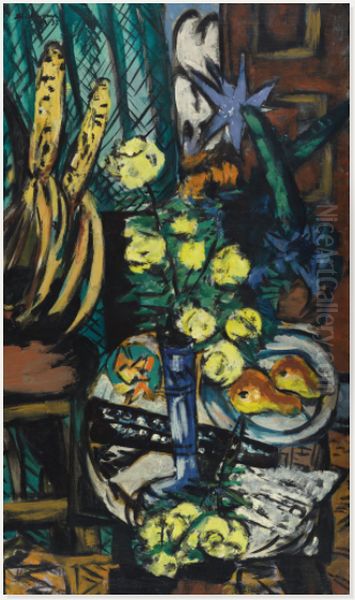 Still life with Yellow Roses Oil Painting by Max Beckmann