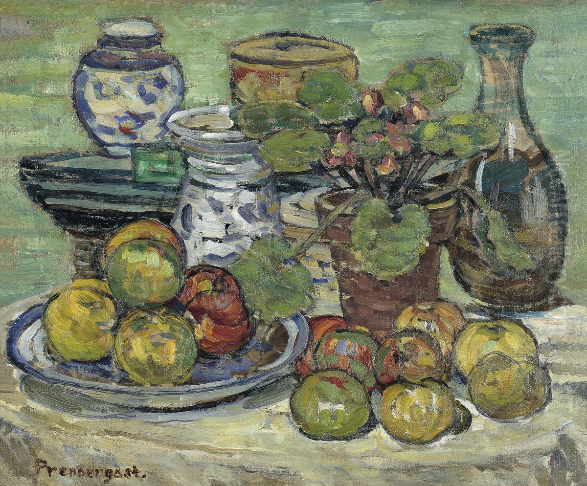 Bodegon con manzanas Oil Painting by Maurice Prendergast