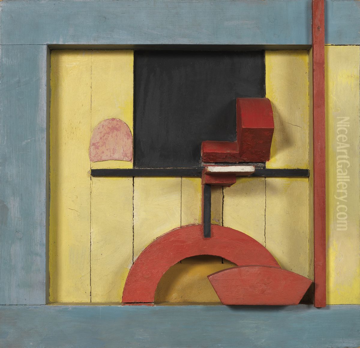 Merz 1925, 1. Relief in the Blue Square Oil Painting by Kurt Schwitters