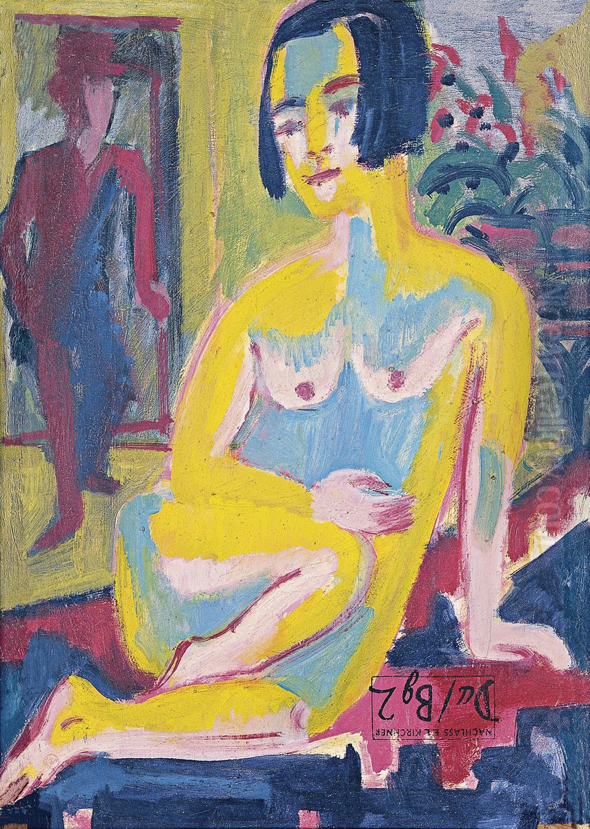 Seated Female Nude. Study (verso) Oil Painting by Ernst Ludwig Kirchner