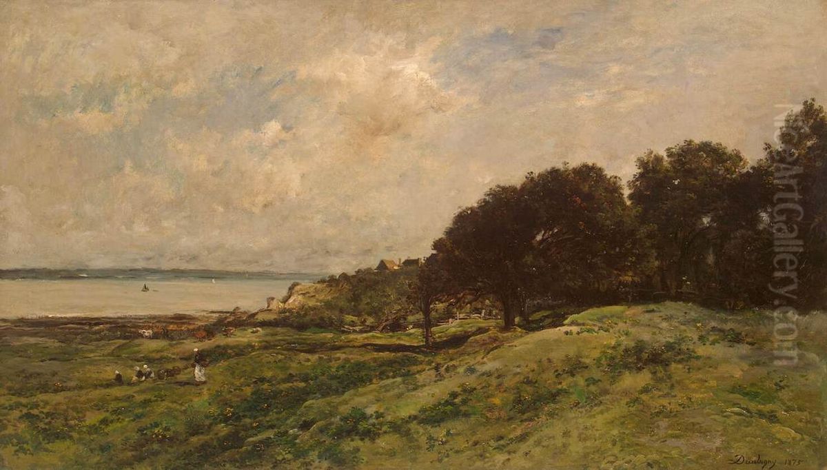Seashore at Villerville Oil Painting by Charles-Francois Daubigny