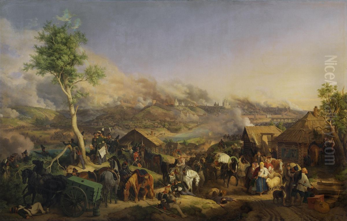 Battle of Smolensk on 5 (17) August 1812 Oil Painting by Peter von Hess