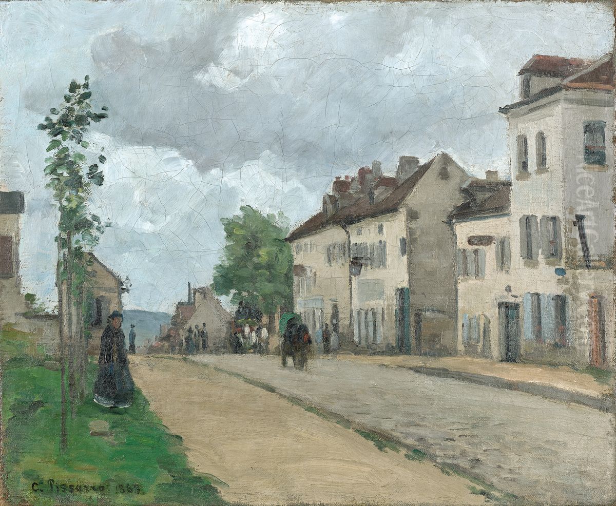 Street in Pontoise (Rue de Gisors) Oil Painting by Camille Pissarro