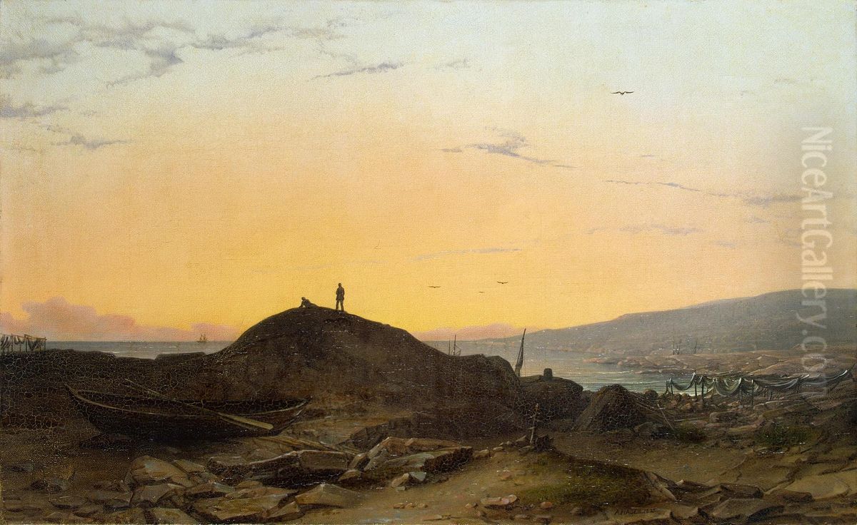 Sea Bay Oil Painting by August Matthias Hagen