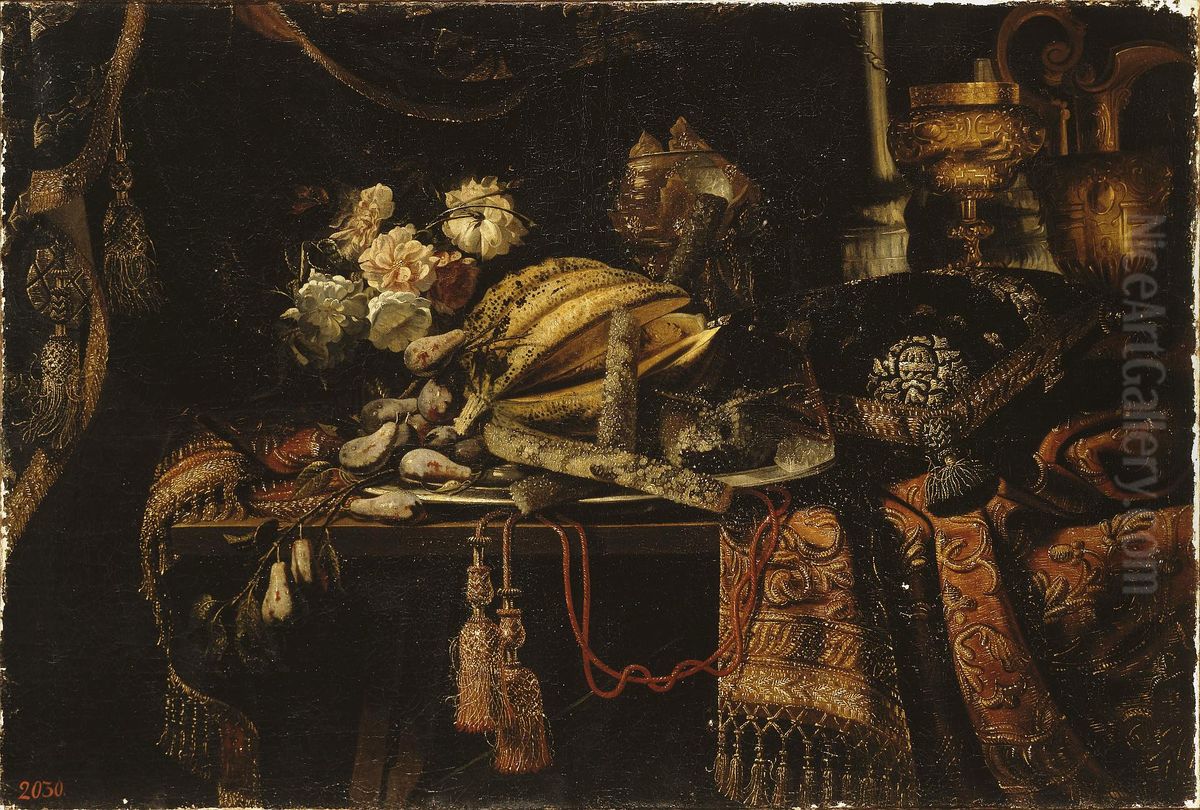 Still Life with a Melon Oil Painting by Francesco Maltese