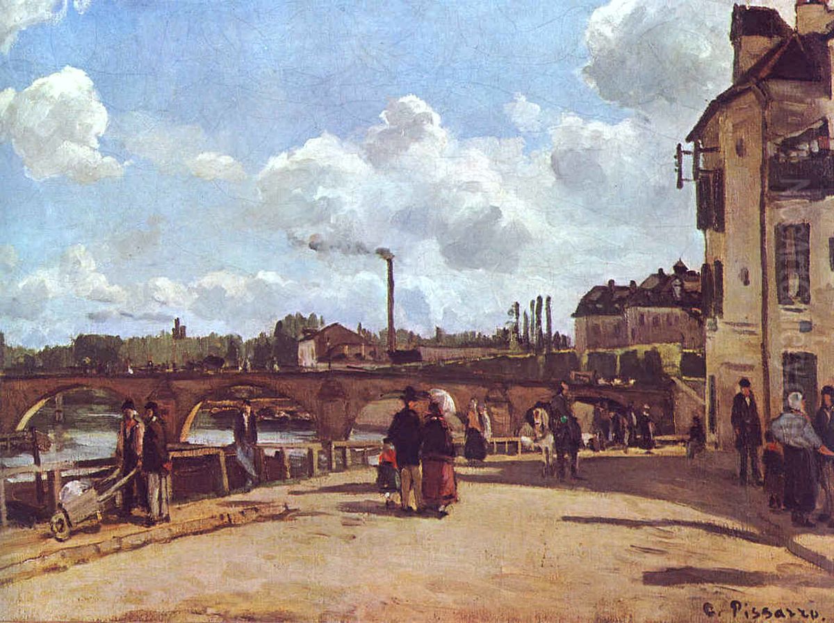 Quai du Pothuis, Pontoise Oil Painting by Camille Pissarro