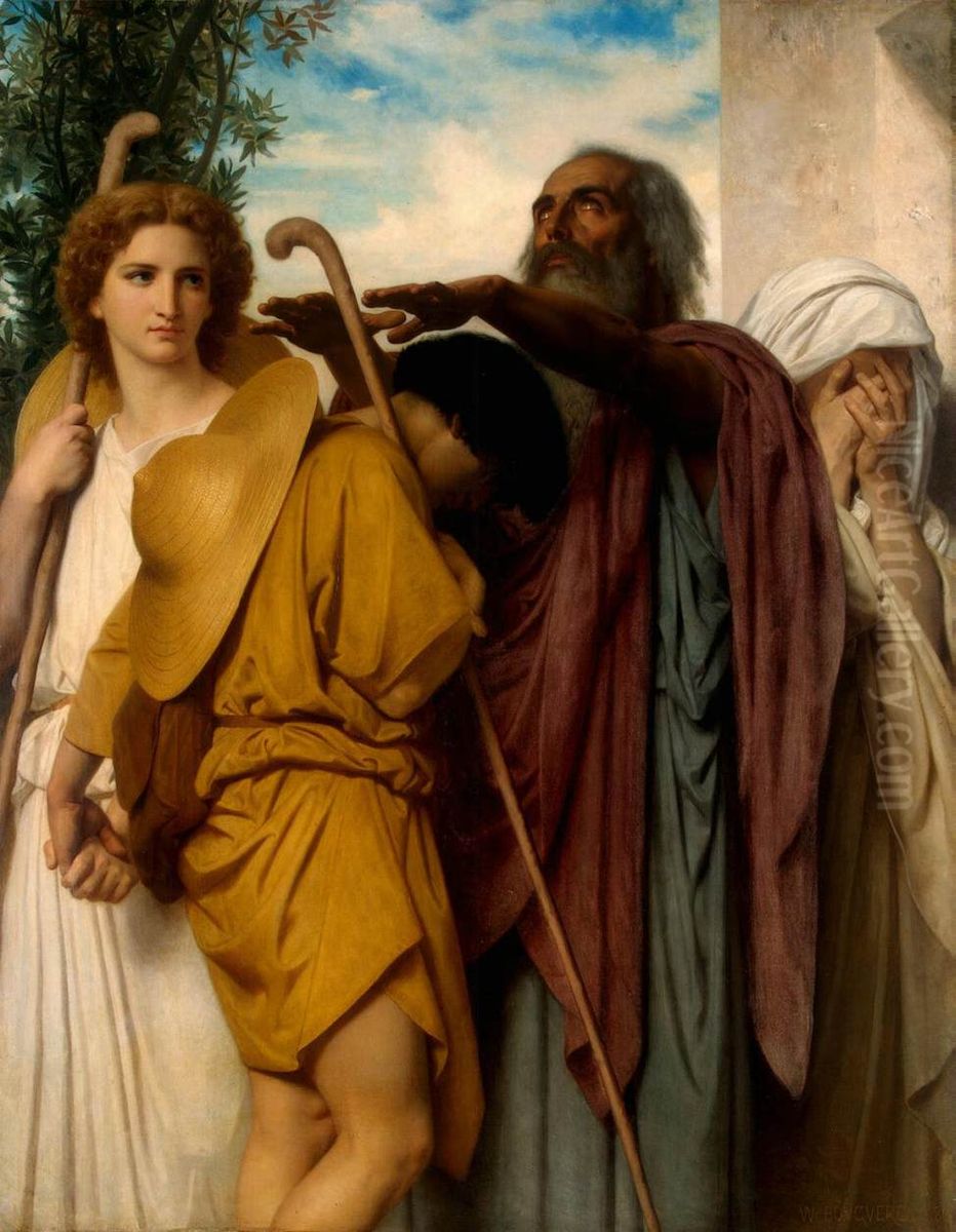 Tobias Saying Farewell to his Father Oil Painting by William-Adolphe Bouguereau
