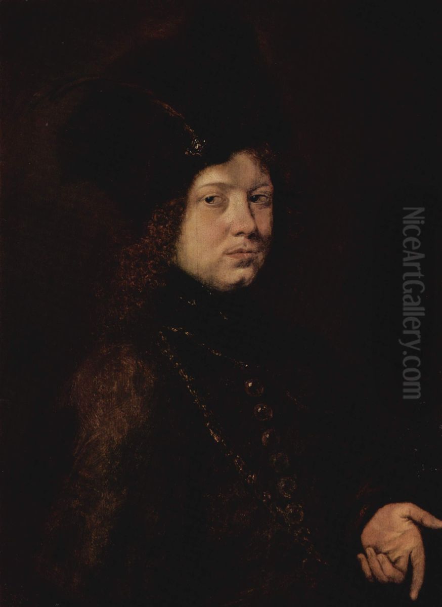 Portrat eines jungen Mannes mit Pelzmutze Oil Painting by Christopher Paudiss