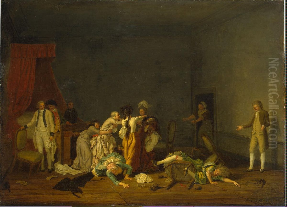 Women Fighting Oil Painting by Leonard Defrance