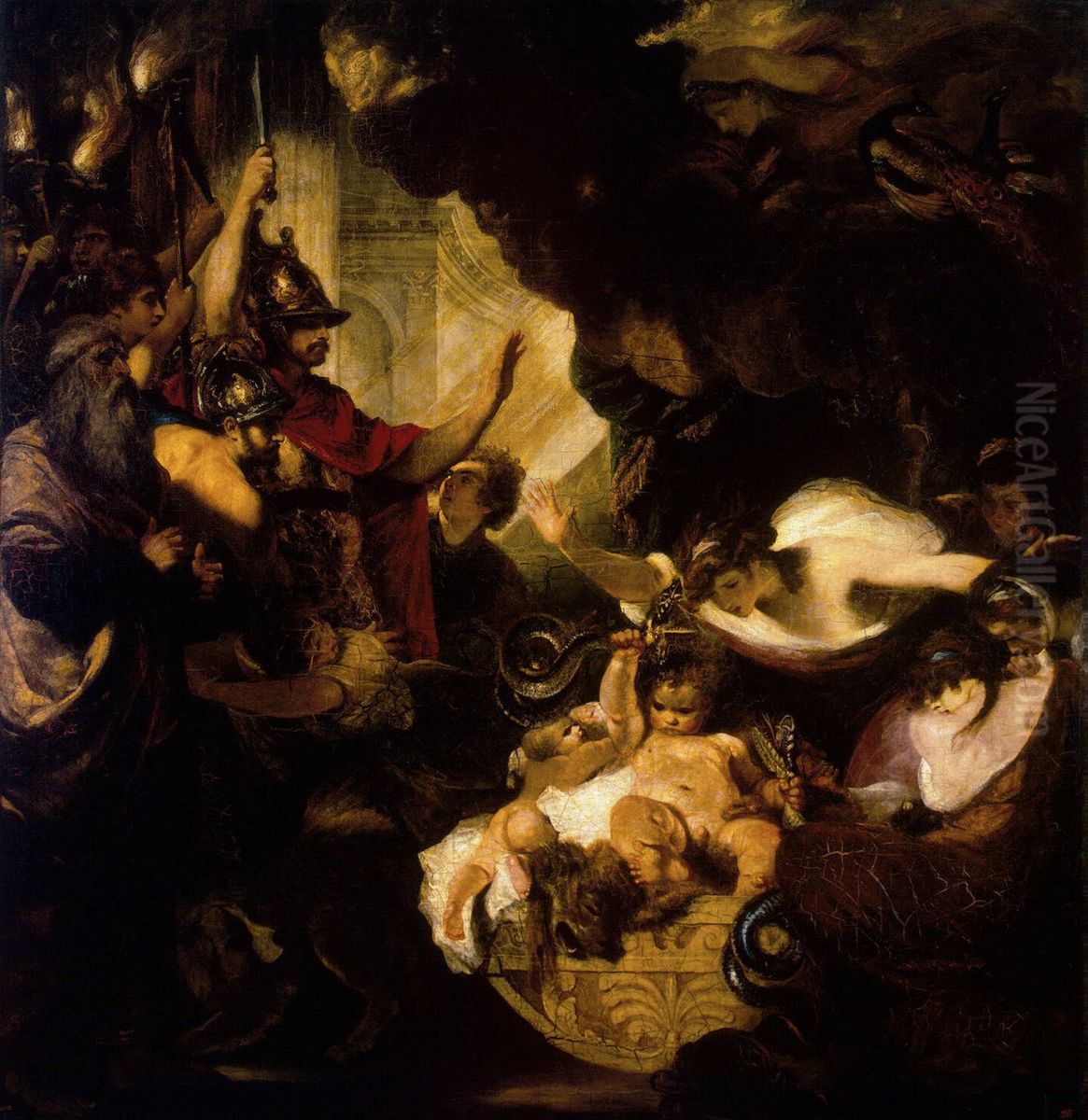 The Infant Heracules Strangling Serpents in his Cradle Oil Painting by Of Sir Joshua Reynolds