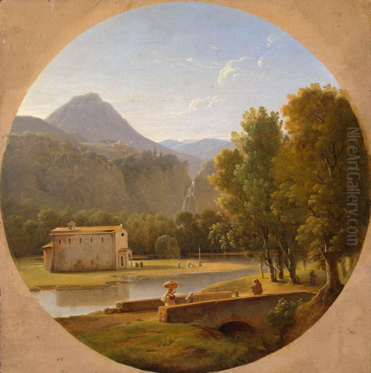 Italian Landscape Oil Painting by Pierre-Athanase Chauvin