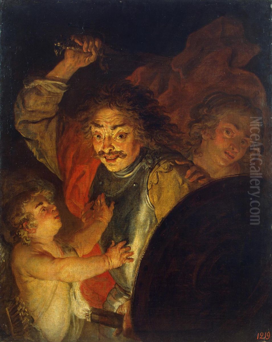 Mars, Venus and Cupid (Allegory of Anger) Oil Painting by Jacques de l'Ange