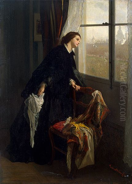 Changeable Weather Oil Painting by Gustave Leonard de Jonghe