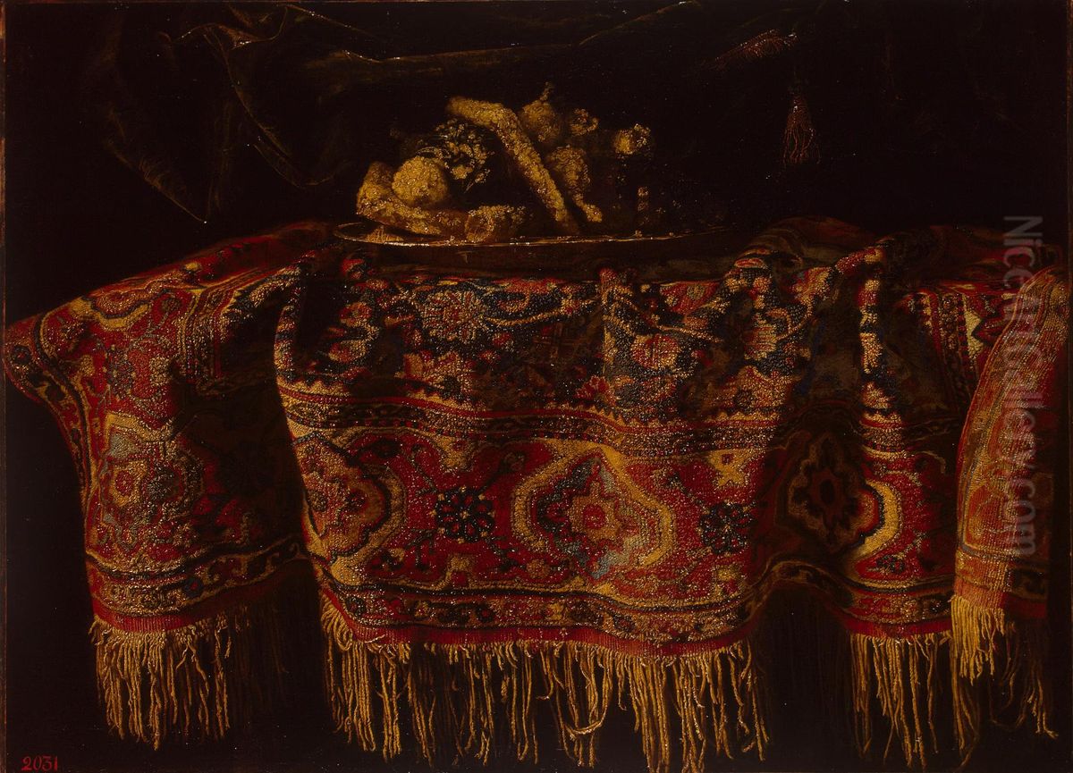 Still Life with an Oriental Carpet Oil Painting by Francesco Maltese