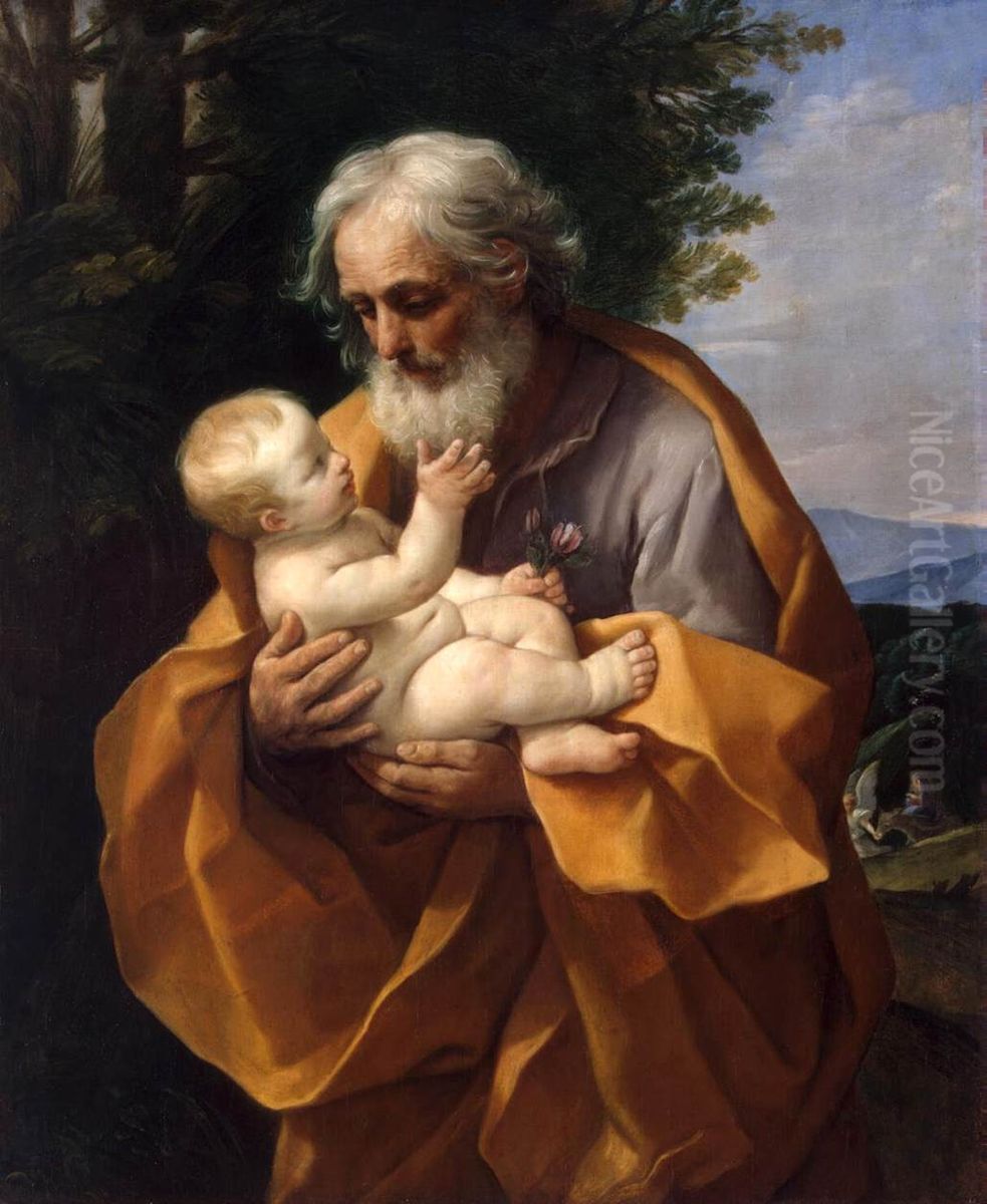 St Joseph with the Infant Jesus Oil Painting by Guido Reni