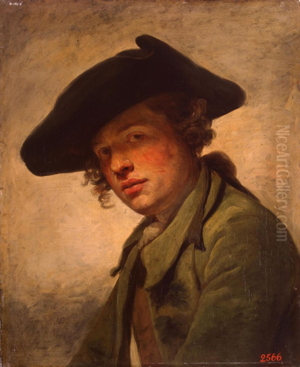 Portrait of a Young Man in a Hat Oil Painting by Jean-Baptiste Greuze