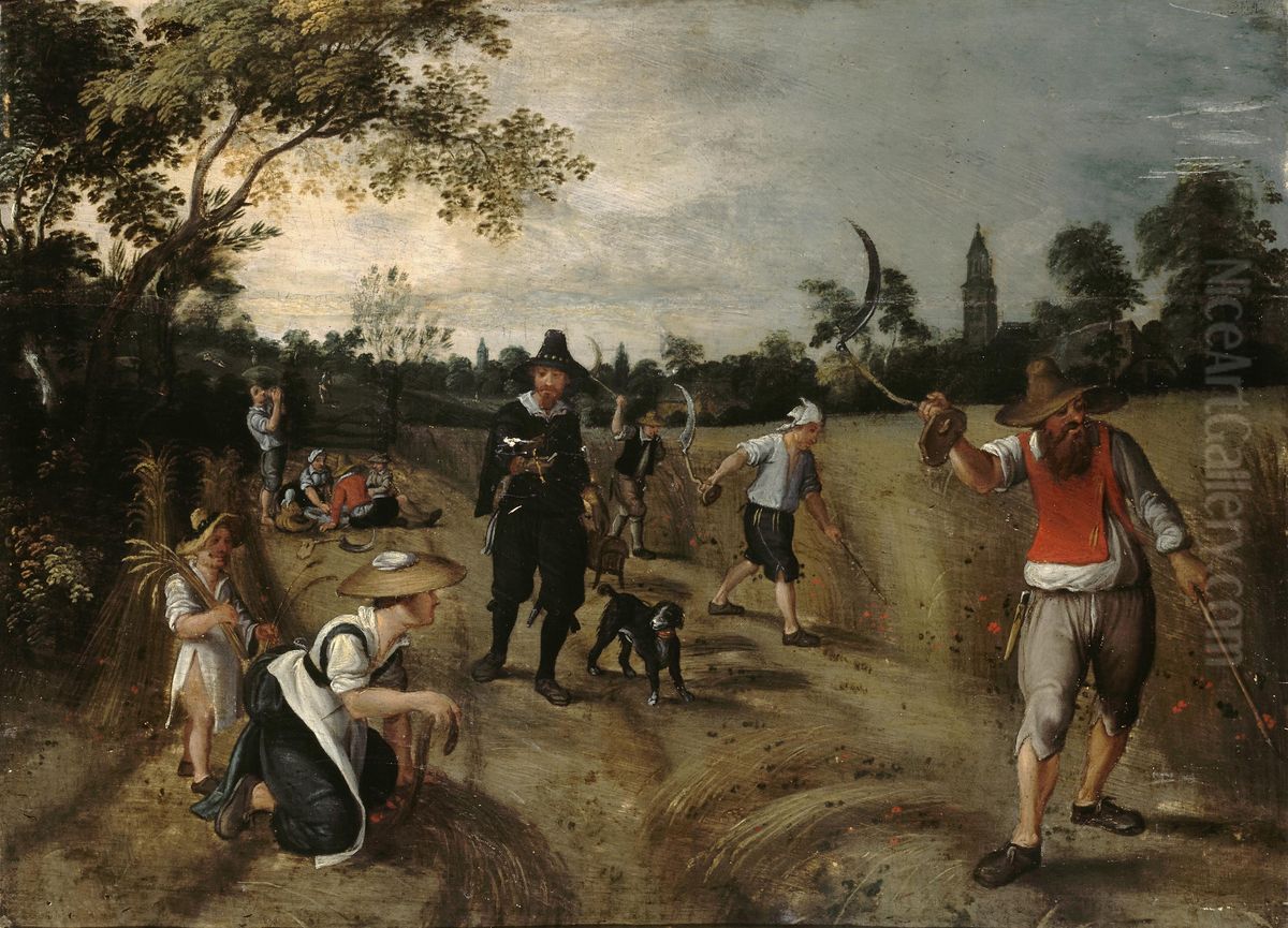 Harvest Oil Painting by Sebastiaen Vrancx