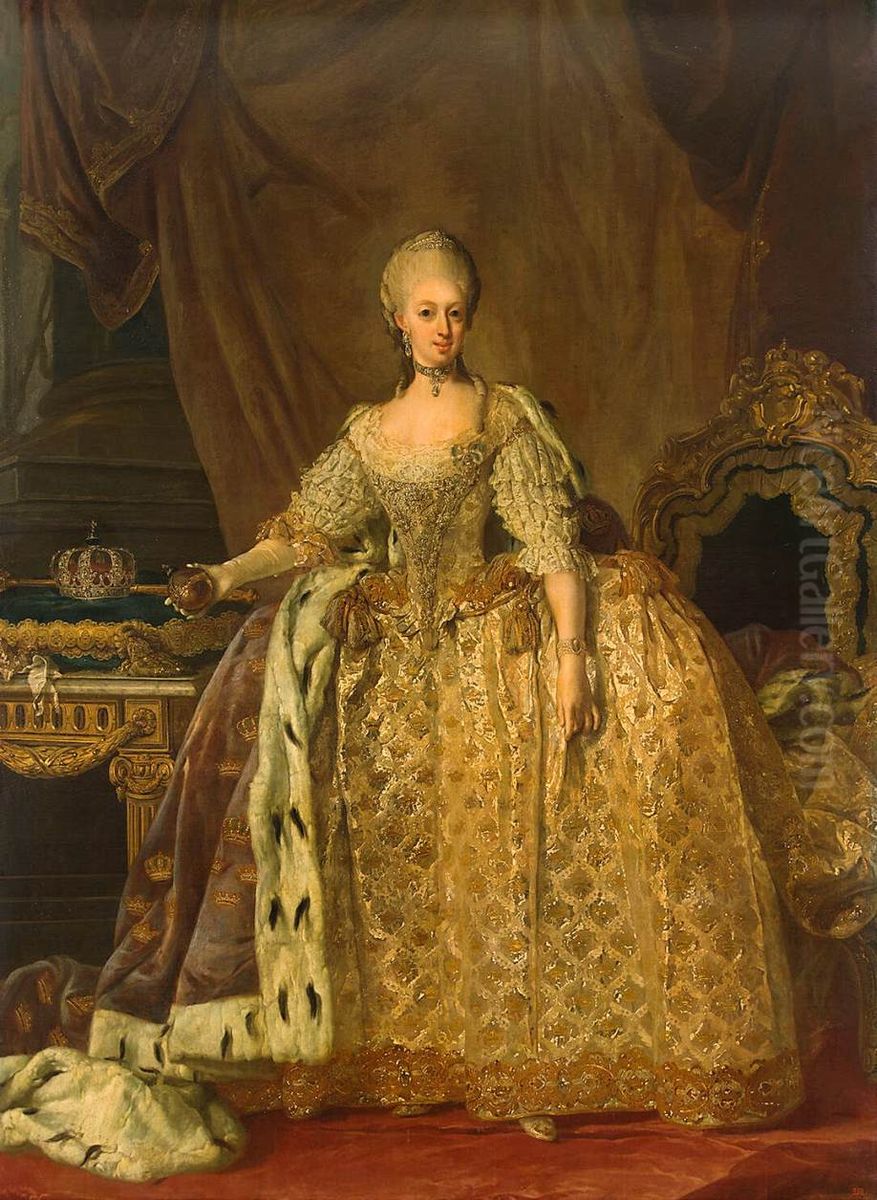 Portrait of Queen Sophie-Magdalene Oil Painting by Lorens Pasch the Younger