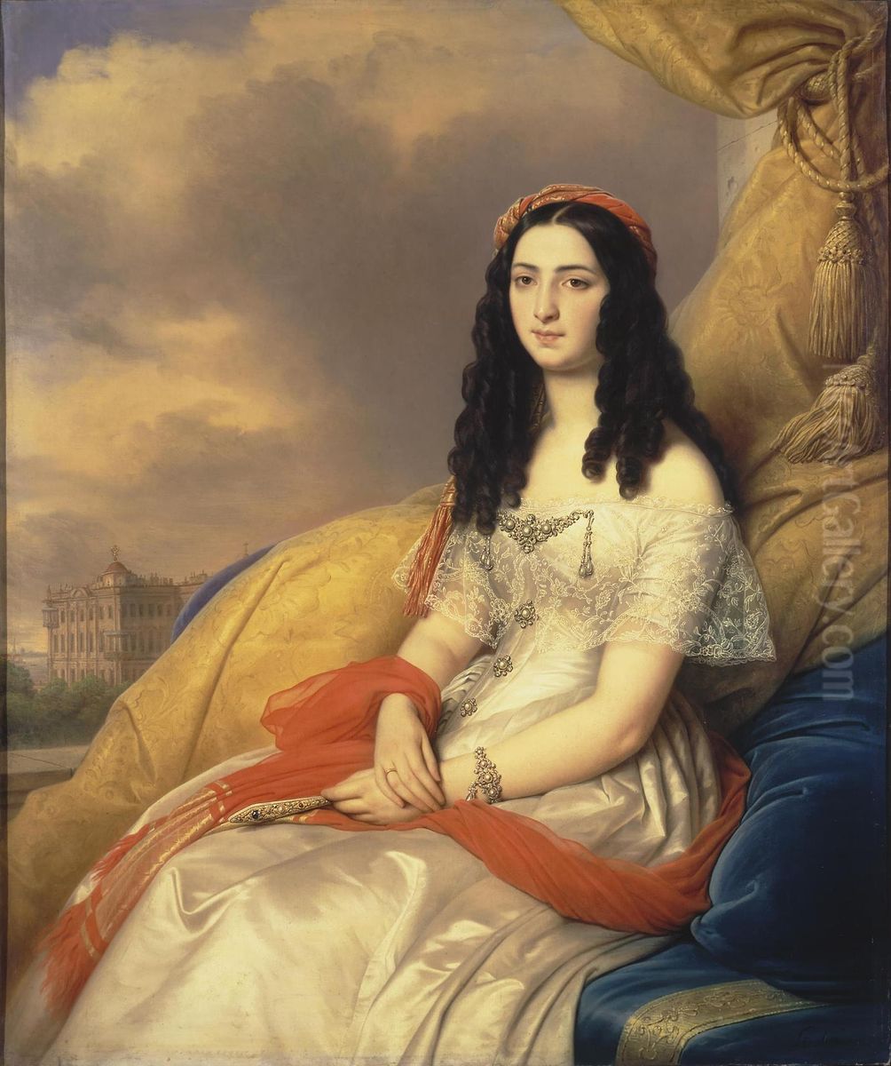 Portrait of Countess d'Ash Oil Painting by Charles de Steuben