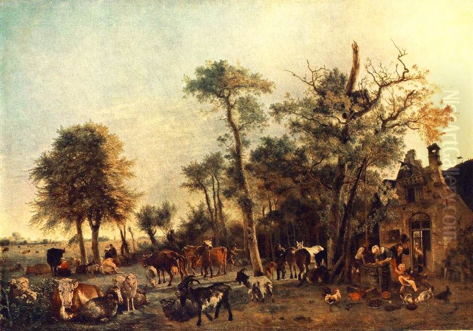 Farm Oil Painting by Paulus Potter