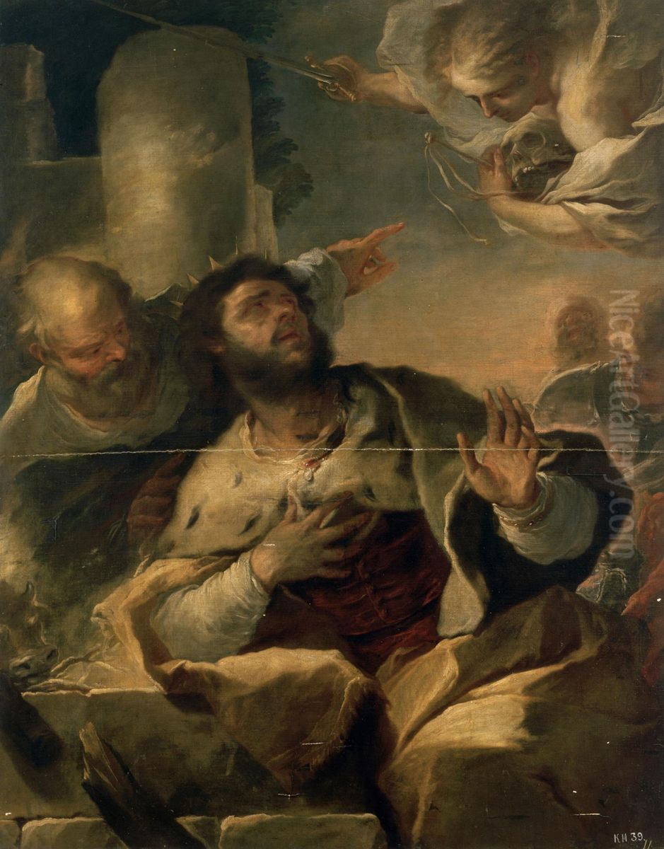 Appearance of the Angel to King David Oil Painting by Luca Giordano