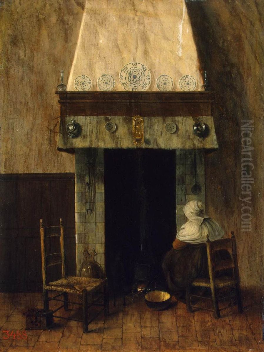 An Old Woman by a Fireplace Oil Painting by Jacob Vrel