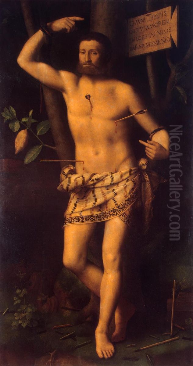 St Sebastian Oil Painting by Bernardino Luini