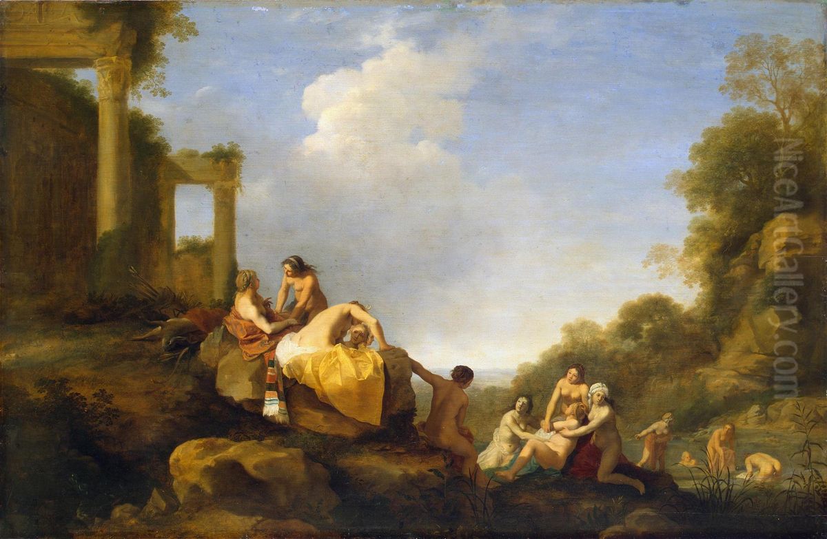 Landscape with Diana and Callisto Oil Painting by Cornelius van Poelenburgh