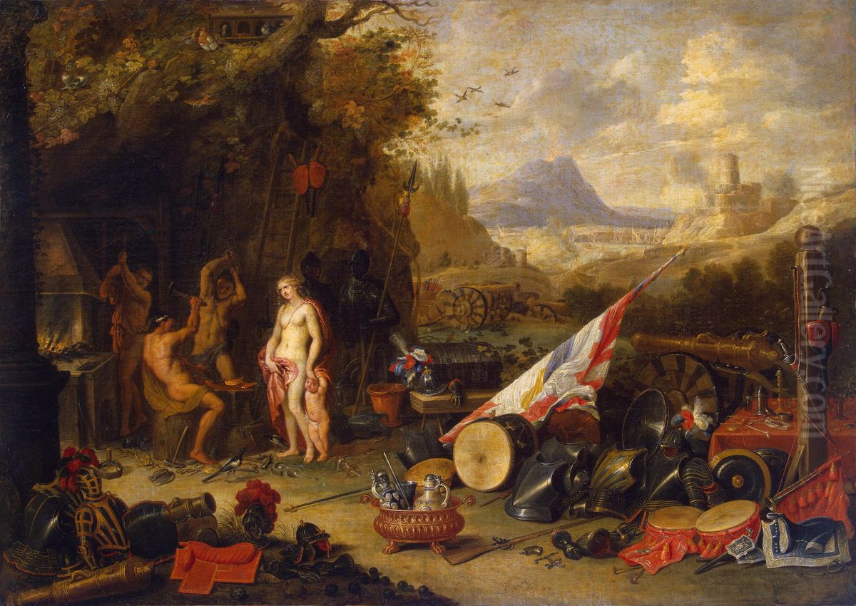 Venus at the Forge of Vulcan (Allegory of the Fire) Oil Painting by Jan van Kessel the Elder