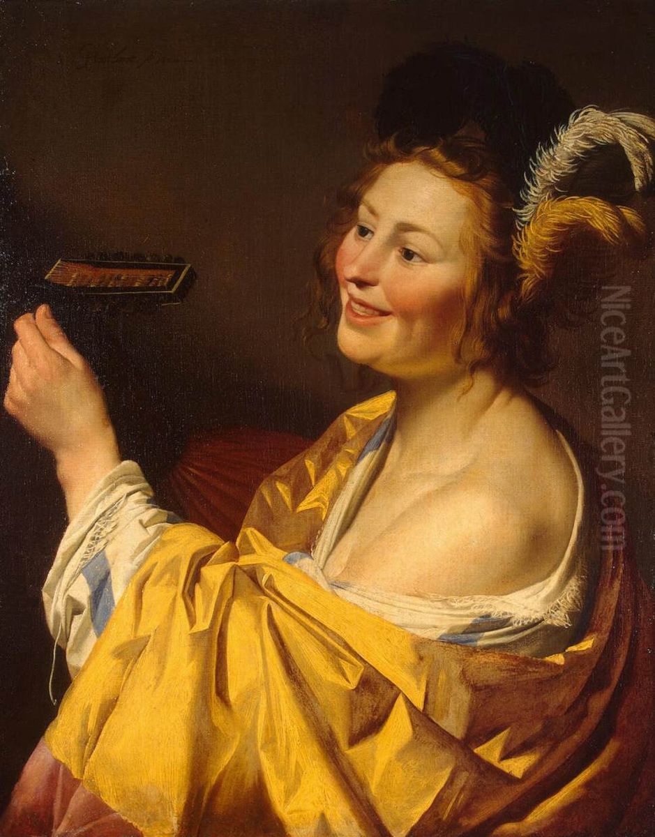 Lute Player Oil Painting by Gerard van Honthorst