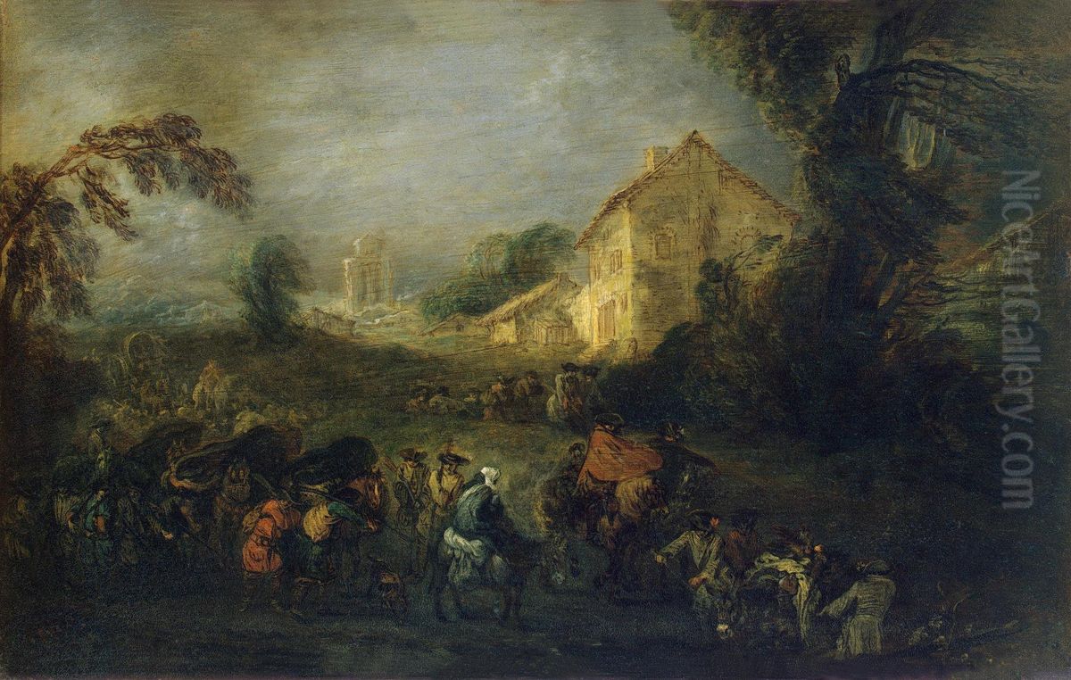 Hardships of War Oil Painting by Jean-Antoine Watteau