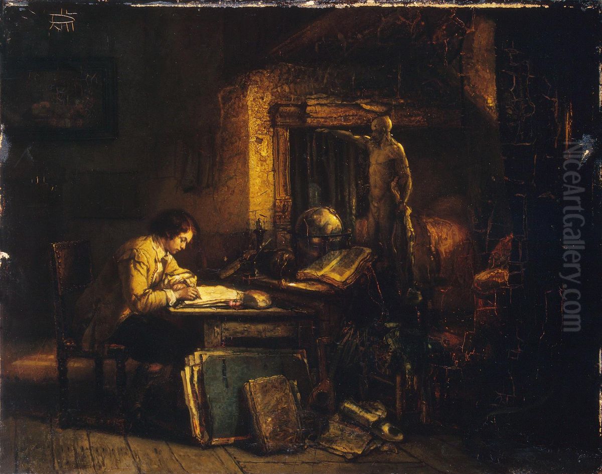 Artist in his Studio Oil Painting by Jan August Hendrik Leys