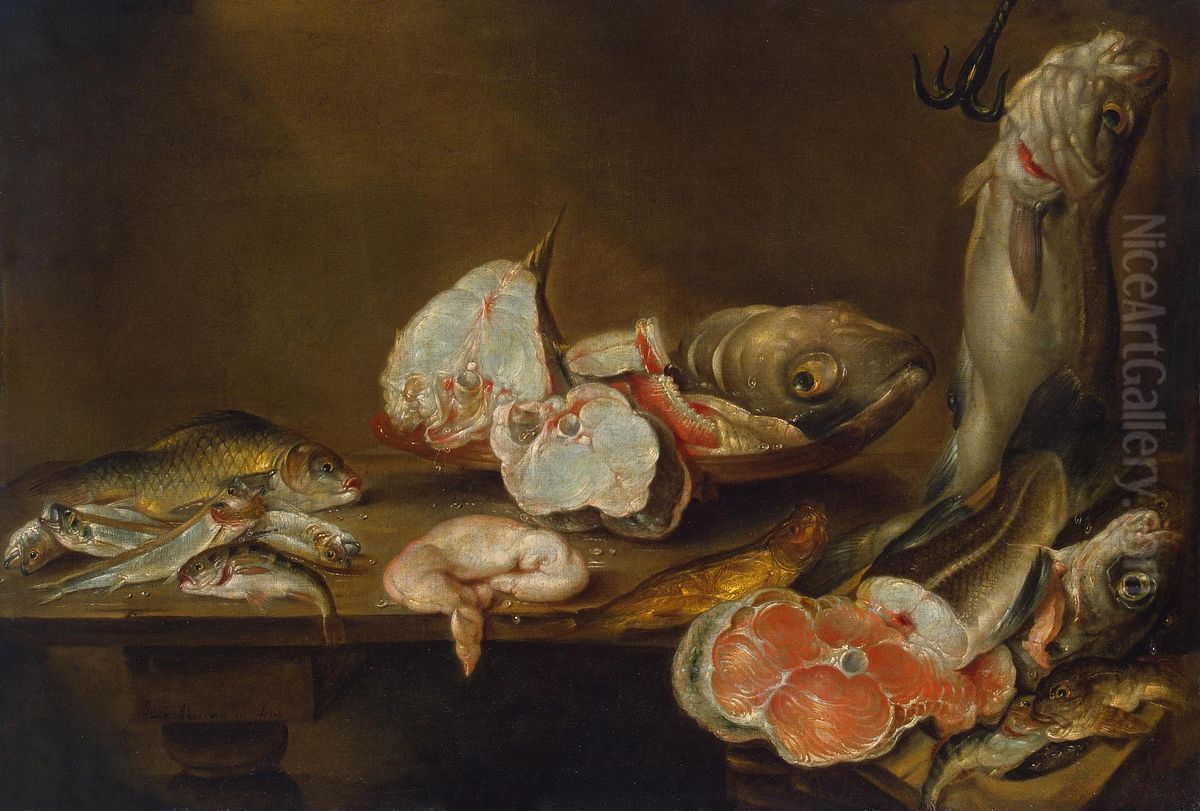 Fish and Dead Game Oil Painting by Alexander Adriaenssen