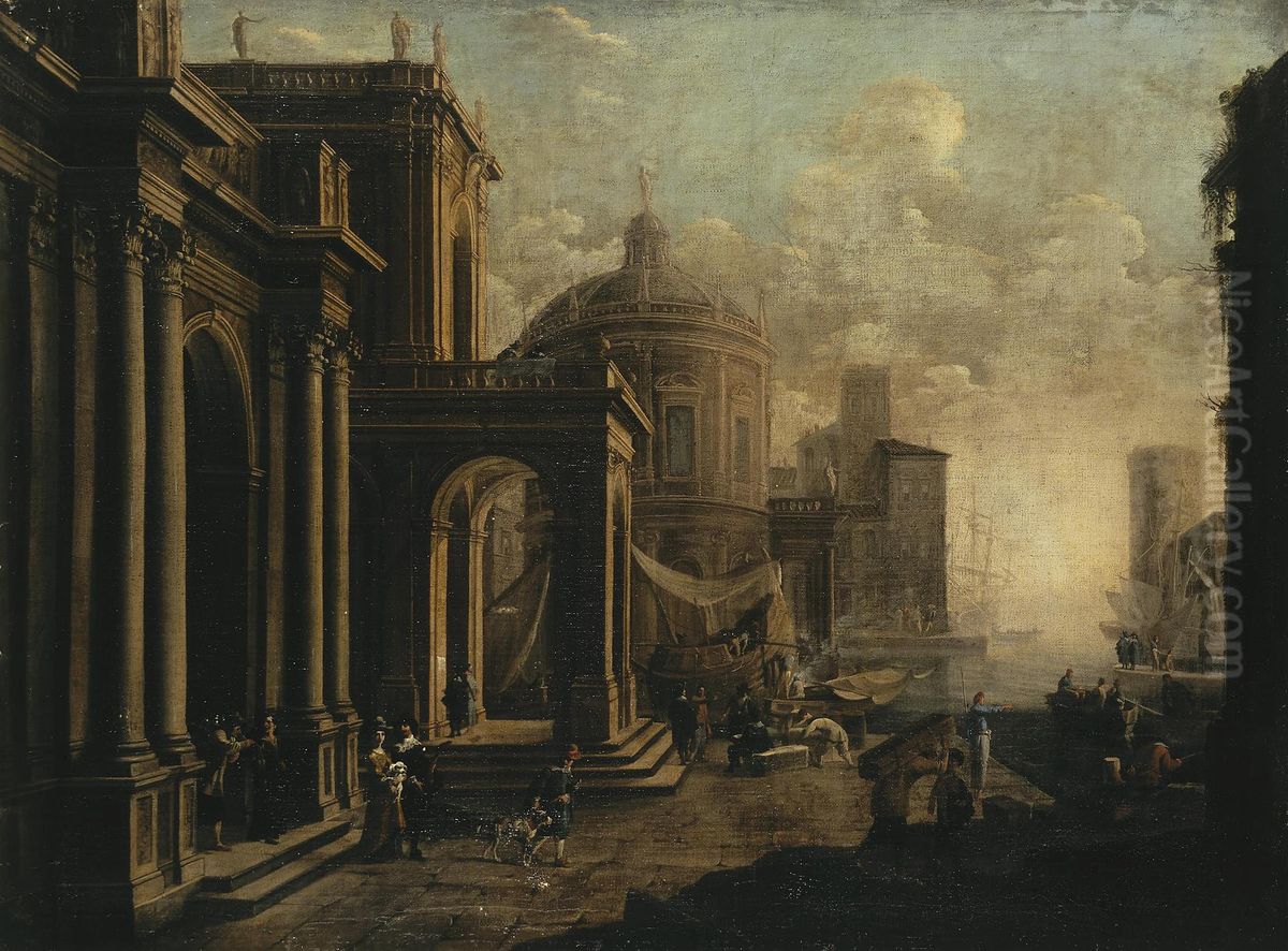 Architectural Landscape Oil Painting by Jan Miel