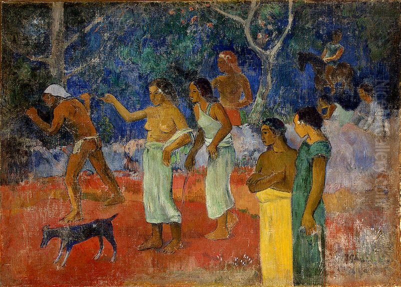 Scene de la vie tahitienne Oil Painting by Paul Gauguin